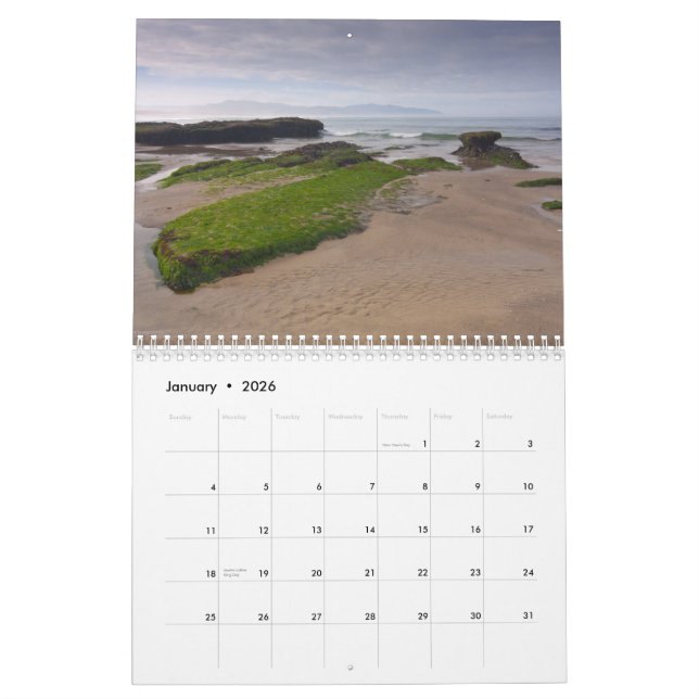 Oregon coast calendar (Jan 2026)