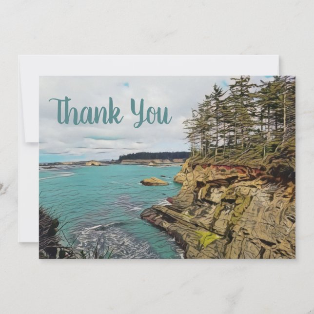 Oregon Coast Custom Flat Thank You Card (Front)