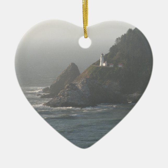 Oregon Coast Lighthouse Ceramic Tree Decoration (Front)