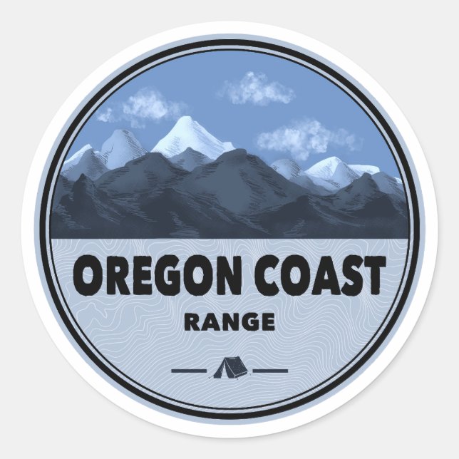 Oregon Coast Mountain Range Camping Classic Round Sticker (Front)