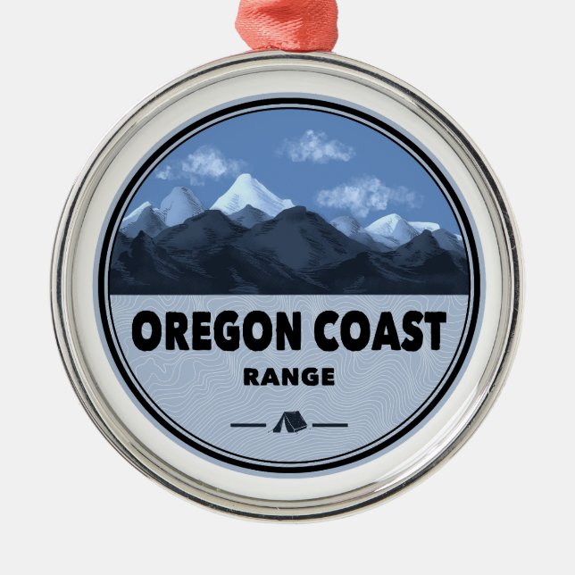 Oregon Coast Mountain Range Camping Metal Ornament (Front)