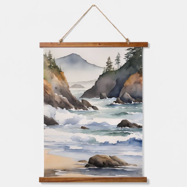 Oregon Coast Pacific Northwest Ocean Beach  Hanging Tapestry (Front)