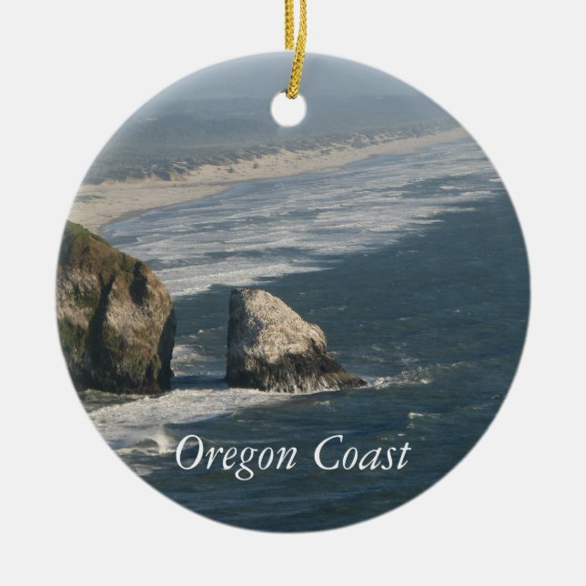 Oregon Coast Rocks Ceramic Tree Decoration (Front)
