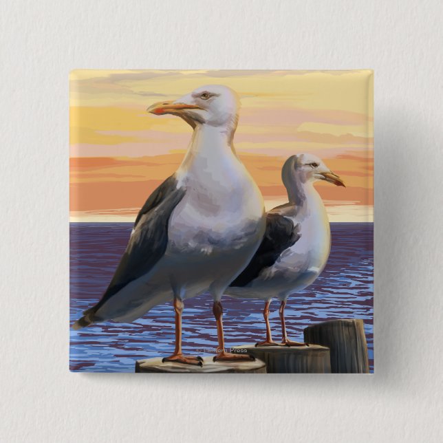 Oregon Coast Sea Gulls 15 Cm Square Badge (Front)