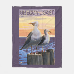Oregon Coast Sea Gulls Fleece Blanket