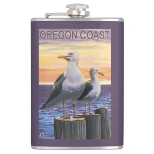 Oregon Coast Sea Gulls Hip Flask