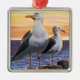 Oregon Coast Sea Gulls Metal Ornament