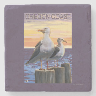 Oregon Coast Sea Gulls Stone Coaster