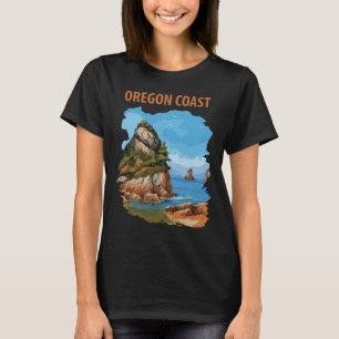 Oregon Coast Sea Stack Retro Travel T-Shirt