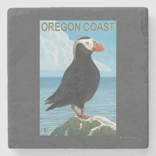 Oregon Coast Tufted Puffin Stone Coaster