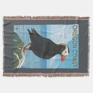 Oregon Coast Tufted Puffin Throw Blanket