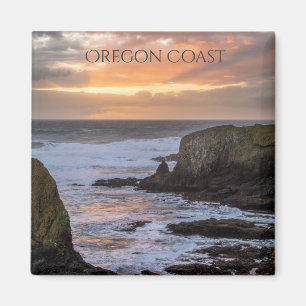 Oregon Coast Yaquina Sunset Ocean Photo Souvenir Magnet