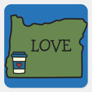 Oregon & Coffee Square Sticker