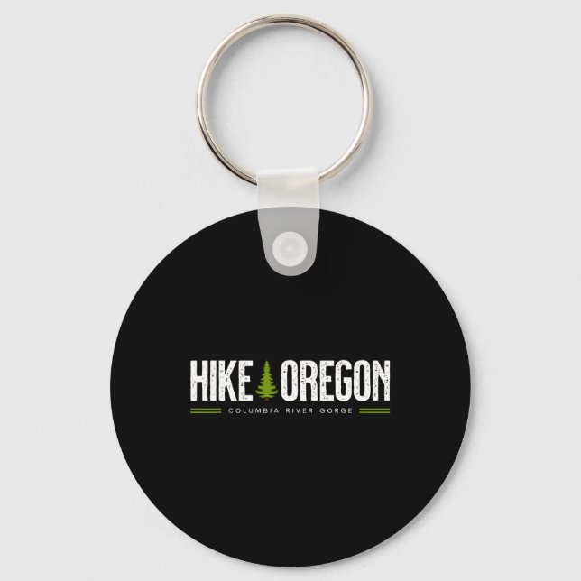 Oregon Columbia River Gorge Hike Tree Retro Graphi Key Ring (Front)
