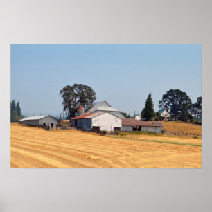 Oregon Farm and Harvested Wheat Field Poster