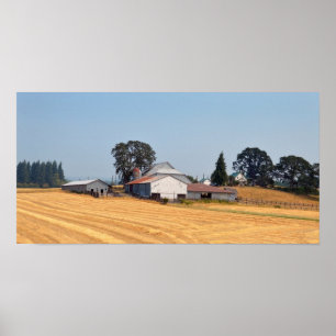Oregon Farm and Harvested Wheat Field Poster