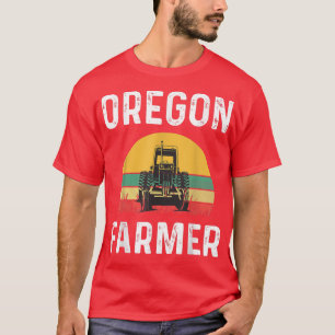 Oregon Farmer Tractor Lover Wheat Grain Farming Su T-Shirt