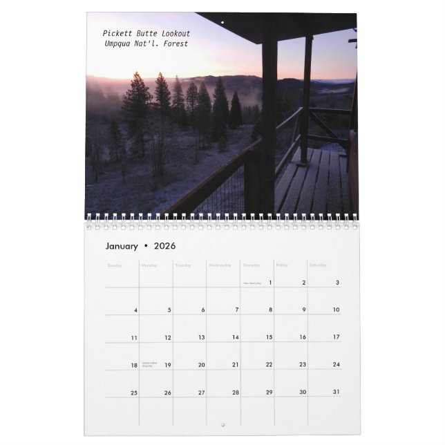 Oregon Fire Lookouts Calendar (Jan 2026)
