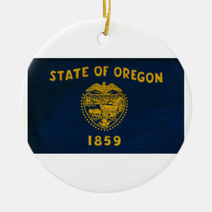Oregon Flag Ceramic Tree Decoration