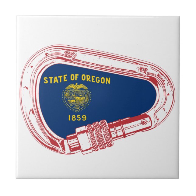 Oregon Flag Climbing Carabiner Ceramic Tile (Front)