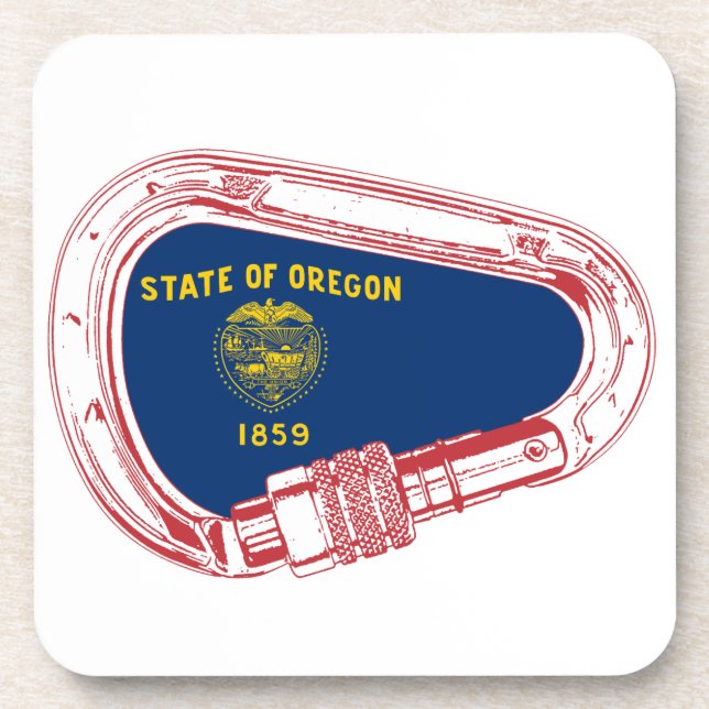 Oregon Flag Climbing Carabiner Coaster (Front)