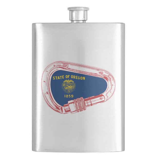 Oregon Flag Climbing Carabiner Hip Flask (Front)