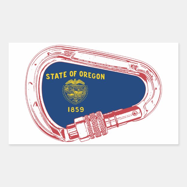 Oregon Flag Climbing Carabiner Rectangular Sticker (Front)