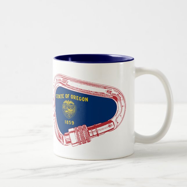 Oregon Flag Climbing Carabiner Two-Tone Coffee Mug (Right)