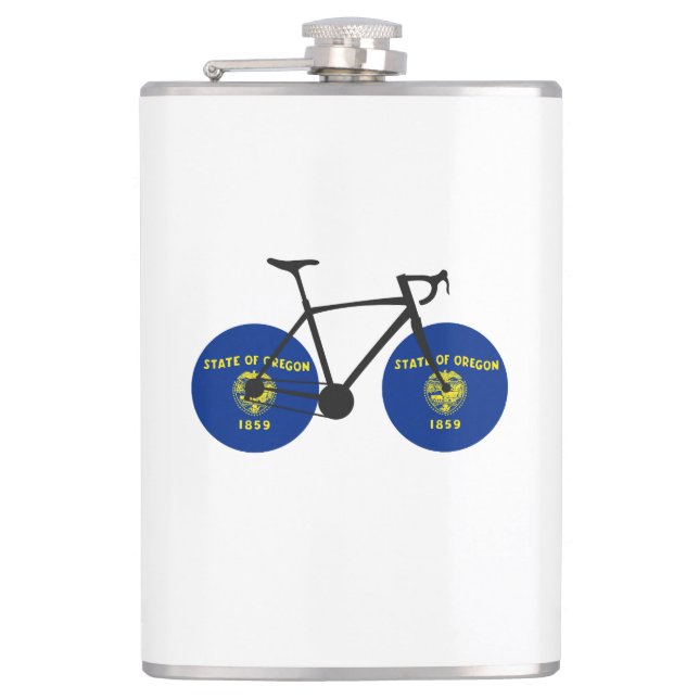 Oregon Flag Cycling Hip Flask (Front)