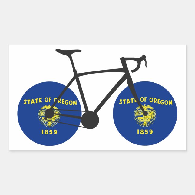 Oregon Flag Cycling Rectangular Sticker (Front)