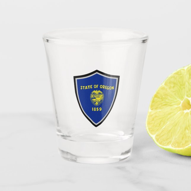 Oregon flag shot glass (Front)