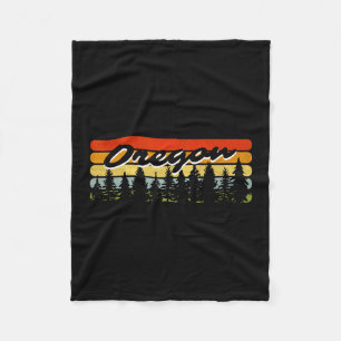 Oregon Forest Sunset Trees Cabin Theme Souvenir Fleece Blanket