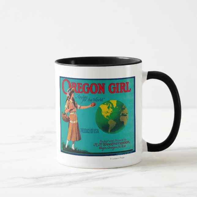 Oregon Girl Apple Crate LabelElgin, OR Mug (Right)