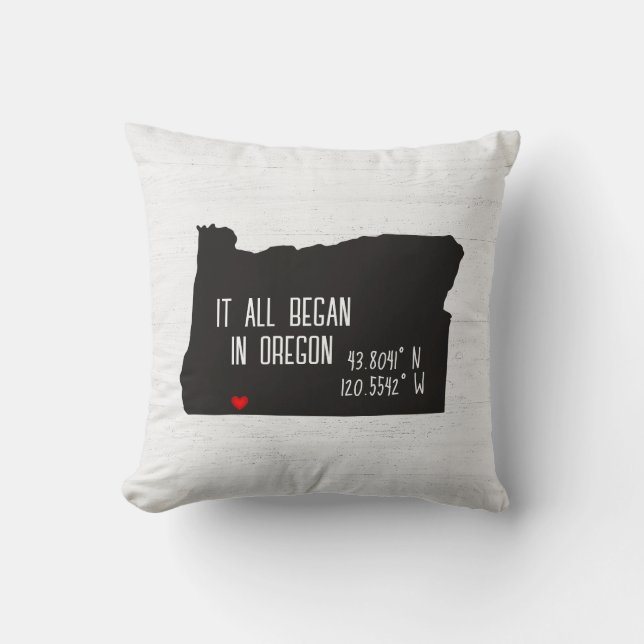 Oregon GPS Coordinates with Heart Cushion (Front)