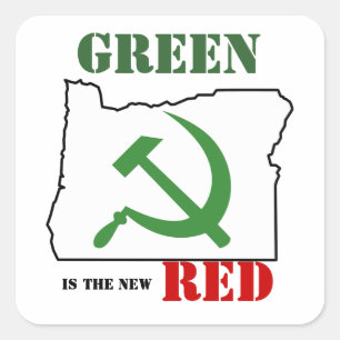 Oregon - green is the new red square sticker