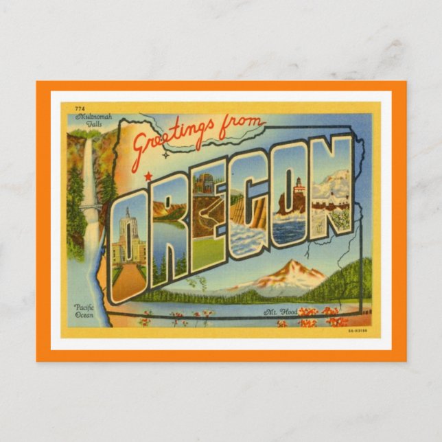 Oregon Greetings From US States Postcard (Front)