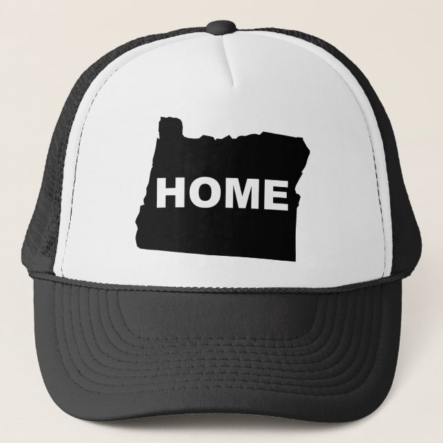 Oregon Home Away From State Button Badge Pin Trucker Hat (Front)