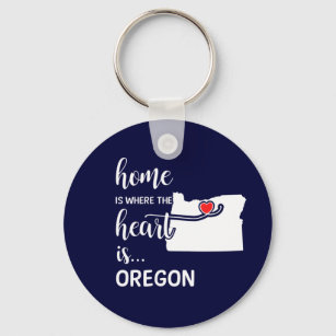 Oregon home is where the heart is key ring