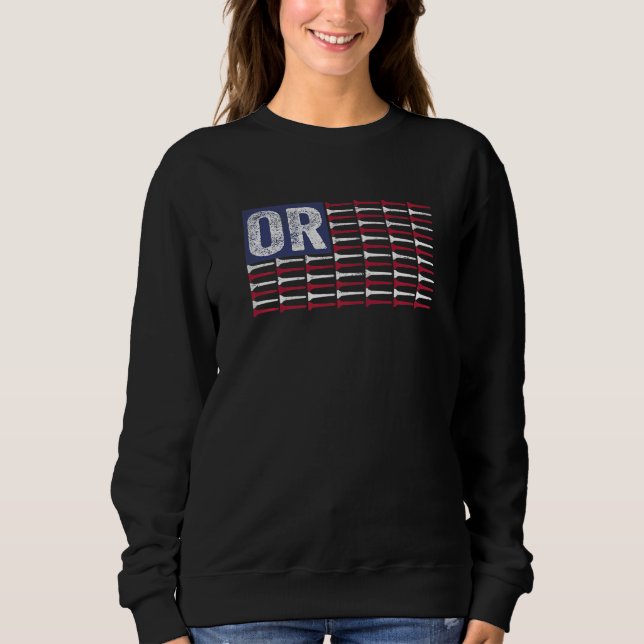 Oregon Home State OR American Flag Patriotic Golf Sweatshirt (Front)