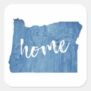 Oregon Home Wood Grain Square Sticker