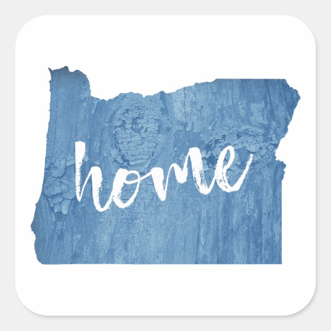 Oregon Home Wood Grain Square Sticker (Front)