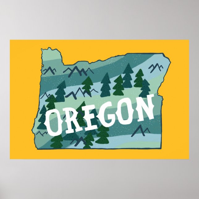 Oregon Illustrated Map Poster (Front)