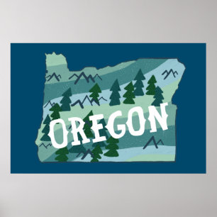 Oregon Illustrated Map Poster