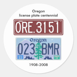 Oregon license plate centennial classic round sticker
