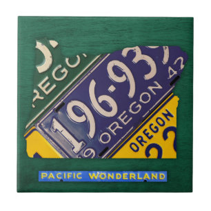 Oregon License Plate Map Ceramic Tile