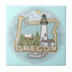 Oregon Lighthouse Ceramic Tile