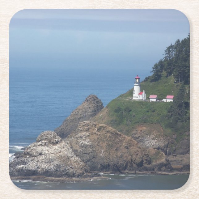 Oregon Lighthouse Square Paper Coaster (Front)