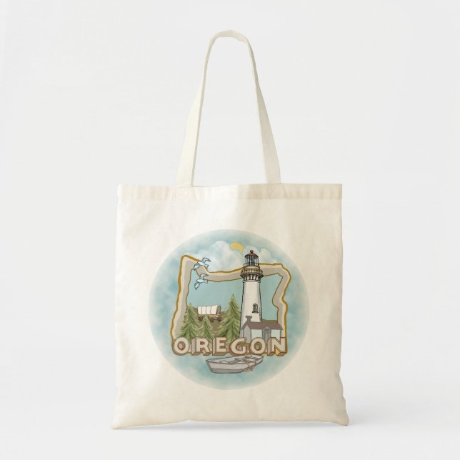 Oregon Lighthouse Tote Bag (Front)