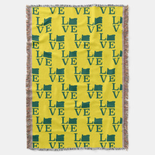 Oregon LOVE Green Throw Blanket