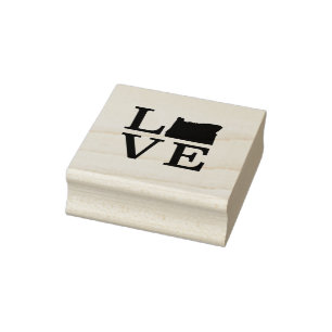 Oregon LOVE State Black Rubber Stamp
